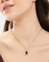 Gold Plated Green CZ Square Pendant and Chain