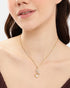 Gold-Plated CZ Pearl Leaf Charm Pendant and Chain