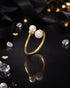 Gold Plated CZ Pearl Adjustable Classic Ring