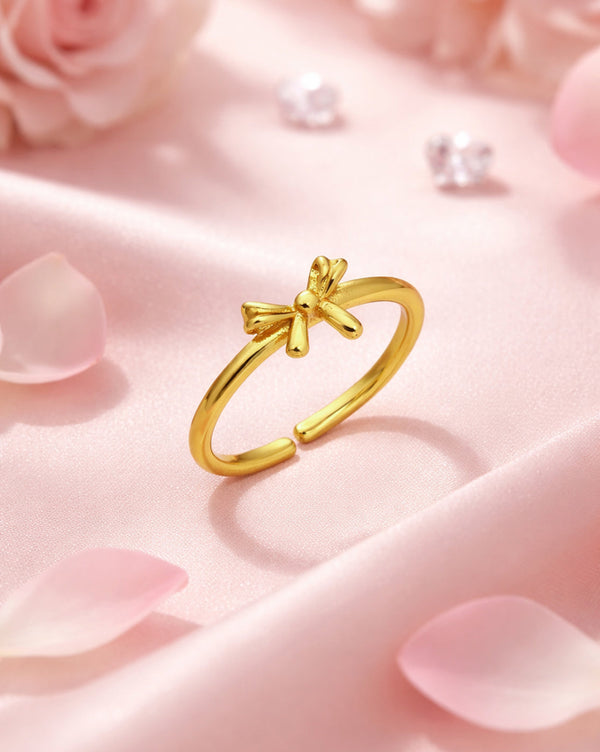 Gold Plated Bow Adjustable Ring