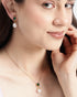 18kt Gold Plated Green CZ Pearl Necklace and Drop Earring Set