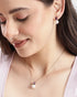 18kt Gold Plated Lavender CZ Pearl Necklace and Drop Earring Set