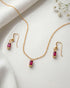 18kt Gold Plated Red CZ Jewellery Set