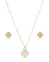 Gold Plated CZ Clover Necklace and Earring Set