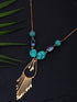 Green & Navy Rose Gold-Plated Stone-Studded Tasselled Necklace