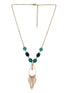 Green & Navy Rose Gold-Plated Stone-Studded Tasselled Necklace