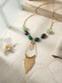 Green & Navy Rose Gold-Plated Stone-Studded Tasselled Necklace