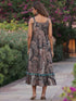Women Black Shoulder Strapped Paisley Printed Fit and Flared Pure Cotton Midi Dress