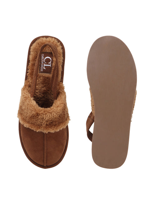 Women's Platform Mule Slipper with Plush Faux Fur
