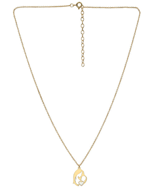 18kt Gold-Plated Enamel Mom & Child Silhouette Pendant Necklace