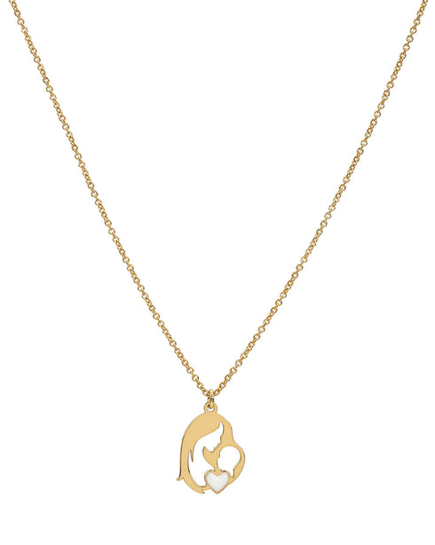 18kt Gold-Plated Enamel Mom & Child Silhouette Pendant Necklace