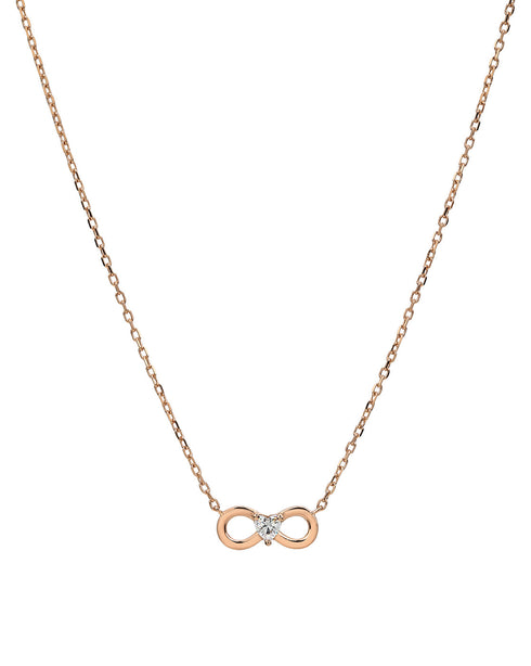 18kt Rose Gold Plated CZ Infinity & Heart Necklace
