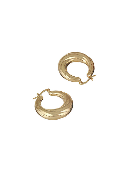 Anti-Tarnish Gold Plated Twisted Round Hoop Earrings