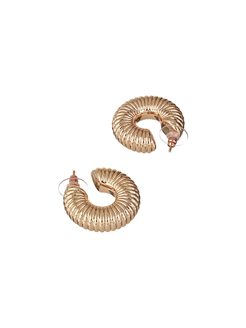Anti-Tarnish Gold Plated Twister C Hoop Earrings