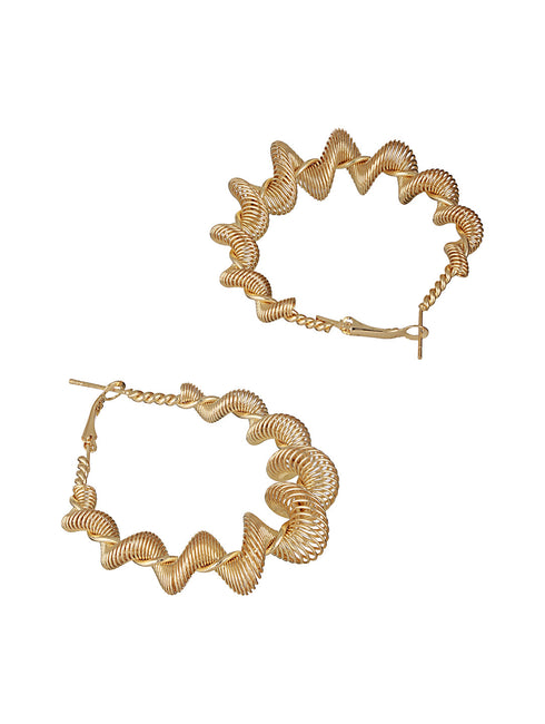 Anti-Tarnish Gold Plated Spiral Twisted Statement Hoops Earrings