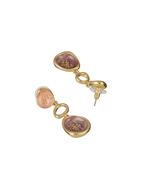 Anti-Tarnish 18k Gold plated & Enamelled Layered Drop Earrings