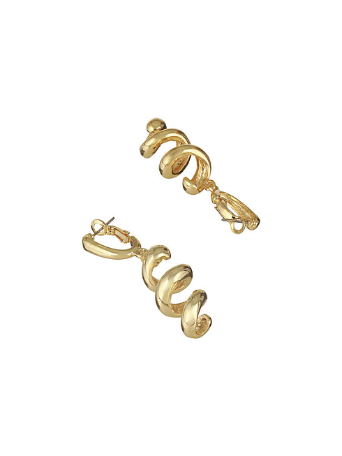 Anti-Tarnish Gold Plated Spiral Twister Hoop Minimalist Earrings