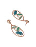 Anti-Tarnish Gold Plated Blue Enamelled Floral Statement Luxe Drop Earrings