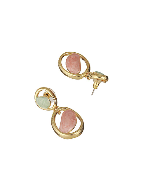 Anti-Tarnish Gold Plated Turquoise Enamelled Quirky Drop Earrings