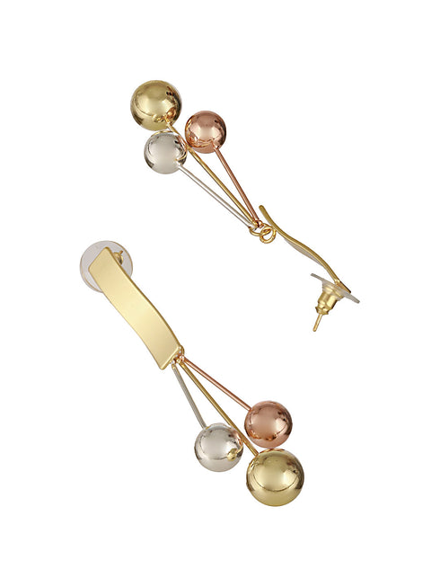 Anti-Tarnish 18k Gold Polish Tri - Colored balls Drop earrings