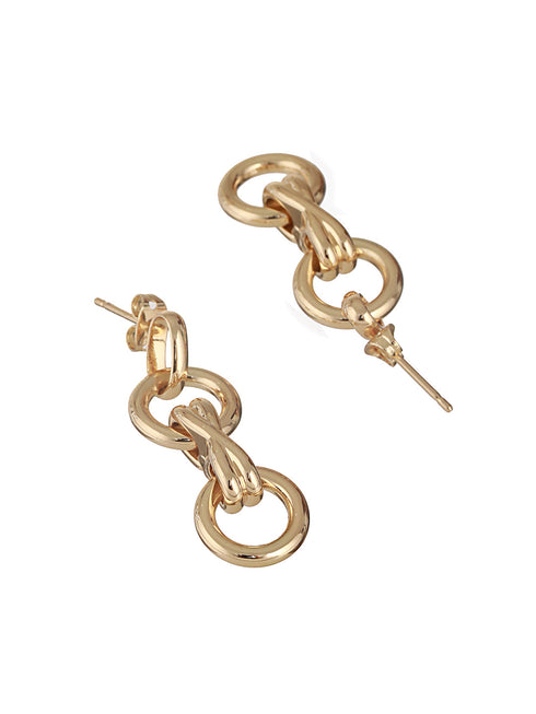 Anti-Tarnish 18k Gold Plated Criss Cross Dangling Link Earrings