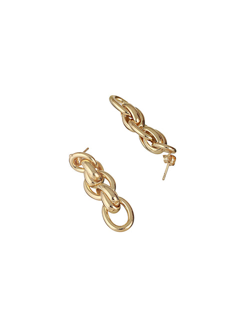 Anti-Tarnish Gold Plated Link Luxe Drop Earrings