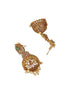 Gold Plated Green Zircon Studded Pearl Beaded Dangler Earrings