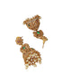 Antique Gold Polish Zircon Studded Pearl Beaded Floral Dangling Earring