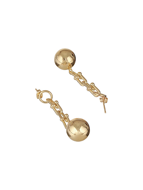Anti-Tarnish 18k Gold Plated Link Spherical ball Dangler Earrings