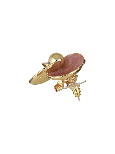 Anti-Tarnish 18k Gold Plated & Enamelled Floral Statement Studs Earrings