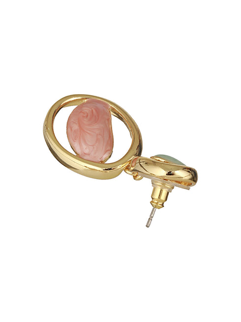 Anti-Tarnish Gold Plated Turquoise Enamelled Quirky Drop Earrings