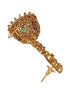 Gold Matt Polish Zircon Studded Lakshmiji Motif Designer Danggling Earring