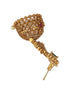 Gold Plated Green Zircon Studded Pearl Beaded Dangler Earrings