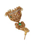 Antique Gold Polish Zircon Studded Pearl Beaded Floral Dangling Earring
