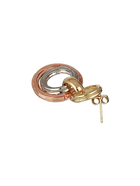 Anti-Tarnish Rose Gold 3 Toned Circular Hoops Drop Earrings