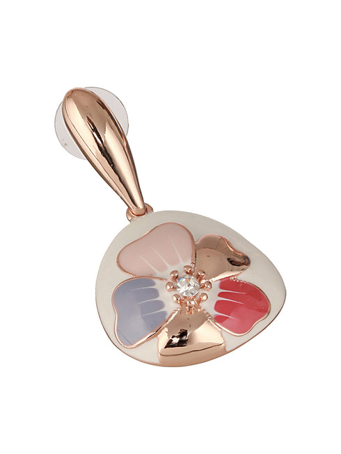 Anti-Tarnish 18k Gold Plated Off White Enamelled Floral Statement Dangler Earrings