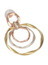 Anti-Tarnish 3 Tone Concentric Handmade Dangler Hoop Earrings