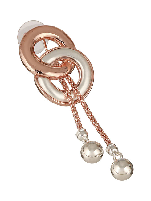Anti-Tarnish Rose Gold 2 Toned Circular Knotted Dangling Earrings