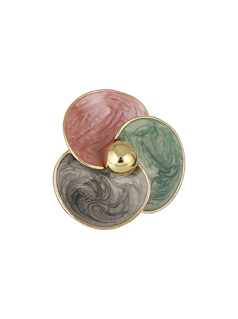 Anti-Tarnish 18k Gold Plated & Enamelled Floral Statement Studs Earrings