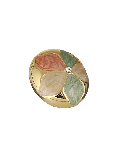 Anti-Tarnish 18k Gold Plated Floral Enamelled Large Circular Studds earrings