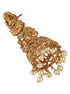 Gold Matt Polish Zircon Studded Lakshmiji Motif Designer Danggling Earring