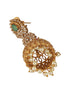 Gold Plated Green Zircon Studded Pearl Beaded Dangler Earrings