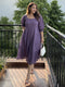 Purple Pure Cotton Solid A-line Dress