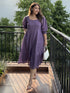 Purple Pure Cotton Solid A-line Dress