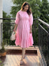 Light Pink Pure Cotton Solid Tiered Dress