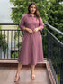 Mauve Cotton Solid A-line Dress
