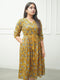 Yellow Pure Cotton Floral Printed A-line Dress