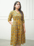 Yellow Pure Cotton Floral Printed A-line Dress