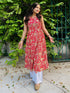 Pink Pure Cotton Floral Printed A-line Kurta