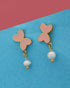 Girls 18kt Gold Plated Enamel Butterfly and Pearl Drop Earring